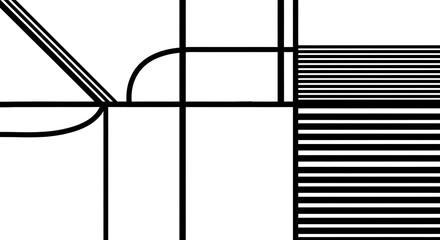 Abstract Black and White Geometric Lines Pattern Design