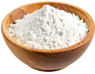 White flour in a wooden bowl