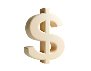 Creamy, 3D dollar sign against black