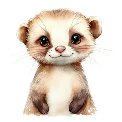 Fototapeta premium A cute ferret portrait on transparent background