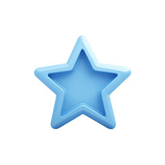Obraz premium A light blue, five-pointed star with a slightly raised, glossy border, rendered in a 3D style