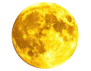 Full, golden-yellow moon against black space.  Detailed craters visible