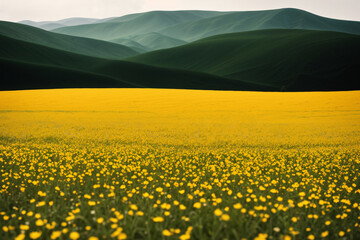beautiful landscape of summer forest and flower field, beautiful nature
