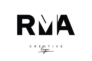 RMA Creative Minimalistic Negative Space Latter Logo with Modern Monogram for Branding and Business Letter mark Logo with Initial Letters Logo Design for Branding.	