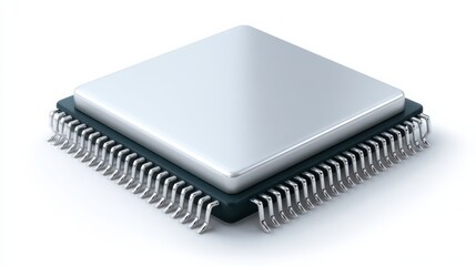 Microchip Technology: A close-up view of a high-tech microchip, showcasing its intricate design and advanced technological components. 