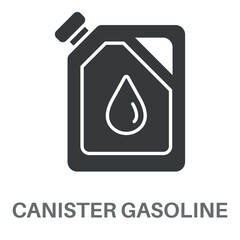 Canister Gasoline Silhouette Glyphs Concept Simple Style Design Vector