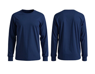 Navy blue long-sleeve t-shirt, front and back views