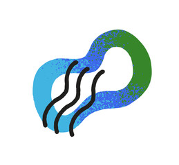 Outline waves, textured line art of curves in doodle style. Scribbles of abstract geometric shapes. Bizarre figures, whimsical forms, silhouettes, elements. Flat isolated vector illustration on white