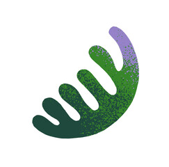 Icon of algae or seaweed in doodle style. Abstract geometric shape, figure or element. Textured silhouette of sea plant. Scribble of coral. Flat isolated vector illustration on white background