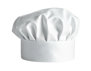 A white chef's hat, classic and simple design, isolated against a black background