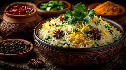 Flavorful rice with spices high resolution picture