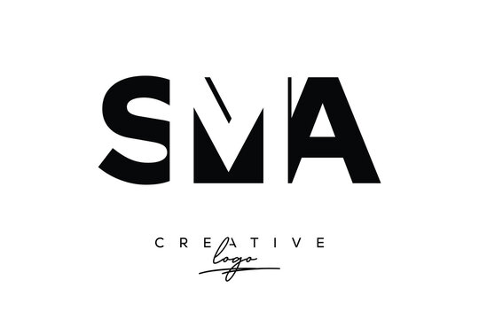 SMA Creative Minimalistic Negative Space Latter Logo with Modern Monogram for Branding and Business Letter mark Logo with Initial Letters Logo Design for Branding.