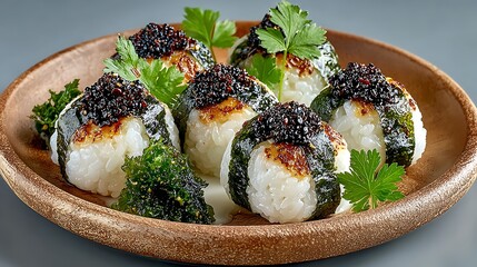 Freshly made sushi rice onigiri high resolution picture