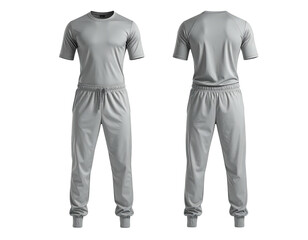 Light gray athletic tracksuit, front and back views