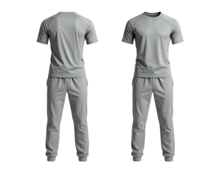 Gray athletic tracksuit mockup, front and back views