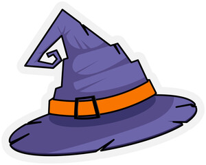 Purple Wizard Witch Hat Sticker Illustration