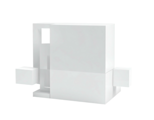 White rectangular electronic device with a cutout