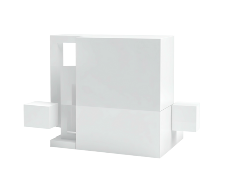 White rectangular electronic device with a cutout