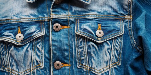 Denim Jacket Texture with Rusted Button and Fading
