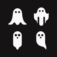 Spooky Halloween Ghost Icons in Clean Minimalist Style