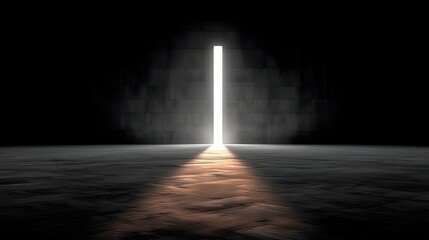 Minimalist Dark Room: Atmosphere Creation and Space Aesthetics with Light Beam from Door Gap