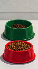 Two bowls of pet food
