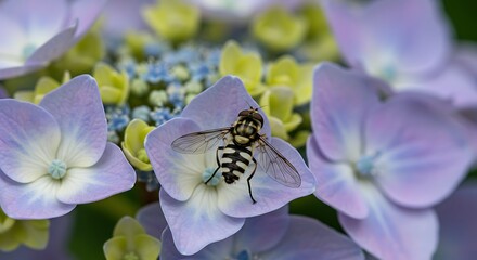 Hoverfly on hydrangea blossom