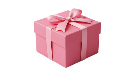 Pink gift box with ribbon for Valentine's Day or special occasions isolated PNG with Transparent Background