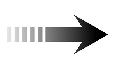 Black arrow with gradient bars isolated on transparent background