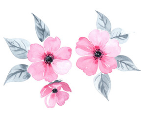 Delicate watercolor blossoms in shades of pink and gray