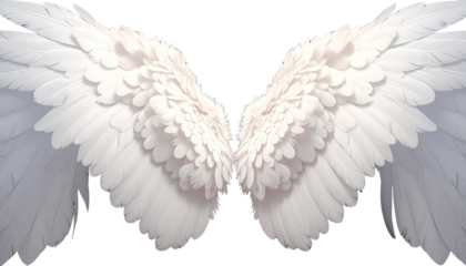 Realistic angel wings. White wing isolated. png transparency