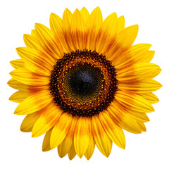 Fototapeta premium Bright Detailed Close Up Sunflower Blossom with Black Background