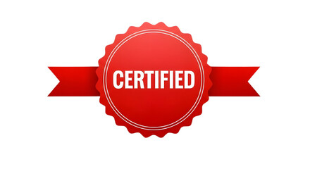 Red certified badge design isolated PNG with Transparent Background