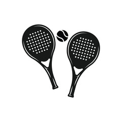 Paddle Tennis logo, paddle club logo with paddle racket,tennis net and ball logo icon vector