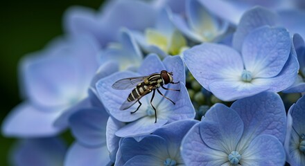 Hoverfly on hydrangea blossoms
