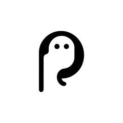 Ghostly Letter P Spooky Initial Logo Mark Design