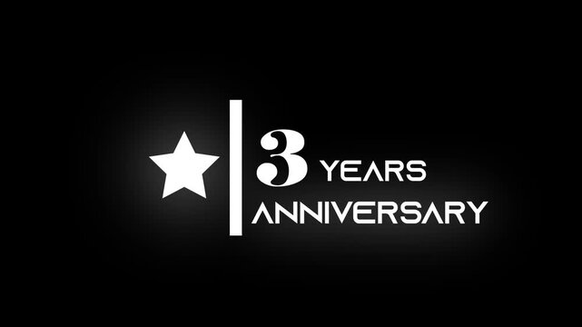 Elegant 3th Anniversary Text Animation with Simple Black and White Style.