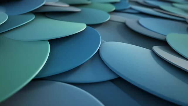 Abstract pattern of smooth, layered blue and teal ovals background texture