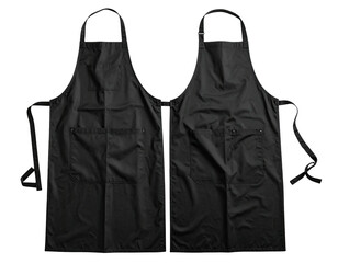 Two-sided black apron with adjustable straps and two pockets on each side