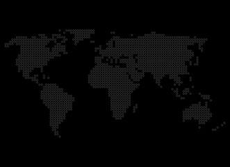 Weltkarte: Graue Punkte auf schwarz