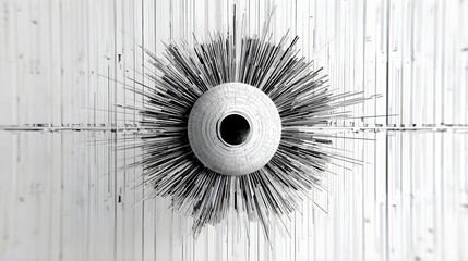 Obraz premium Tech wireframe sphere fading into distance with white blur background 