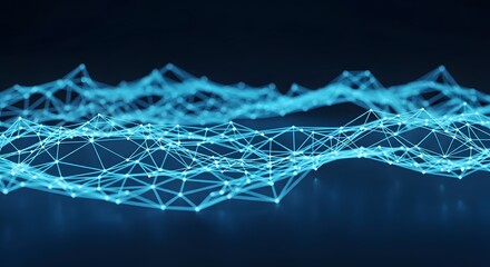 Abstract network of interconnected nodes forming a complex weblike structure