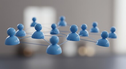 Obraz premium Interconnected Blue Figures: A Networked Minimalist Composition
