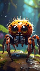 Cute spider in a lush environment