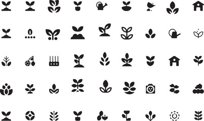 Agriculture Silhouette Icons &ndash; Farming, Gardening, Sustainability Vector Set