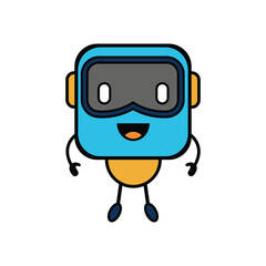 VR Headset Mascot Cartoon Vector Illustration