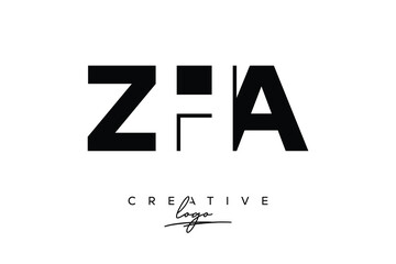 ZHA Creative Minimalistic Negative Space Latter Logo with Modern Monogram for Branding and Business Letter mark Logo with Initial Letters Logo Design for Branding.	