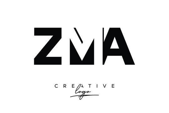 ZMA Creative Minimalistic Negative Space Latter Logo with Modern Monogram for Branding and Business Letter mark Logo with Initial Letters Logo Design for Branding.	
