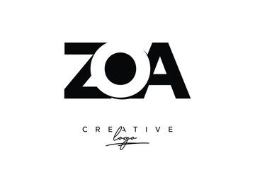 ZOA Creative Minimalistic Negative Space Latter Logo with Modern Monogram for Branding and Business Letter mark Logo with Initial Letters Logo Design for Branding.	