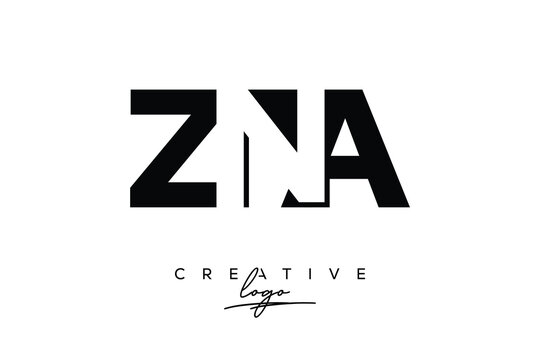 ZNA Creative Minimalistic Negative Space Latter Logo with Modern Monogram for Branding and Business Letter mark Logo with Initial Letters Logo Design for Branding.	